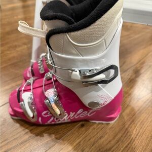 Pink and White Ski Boots
